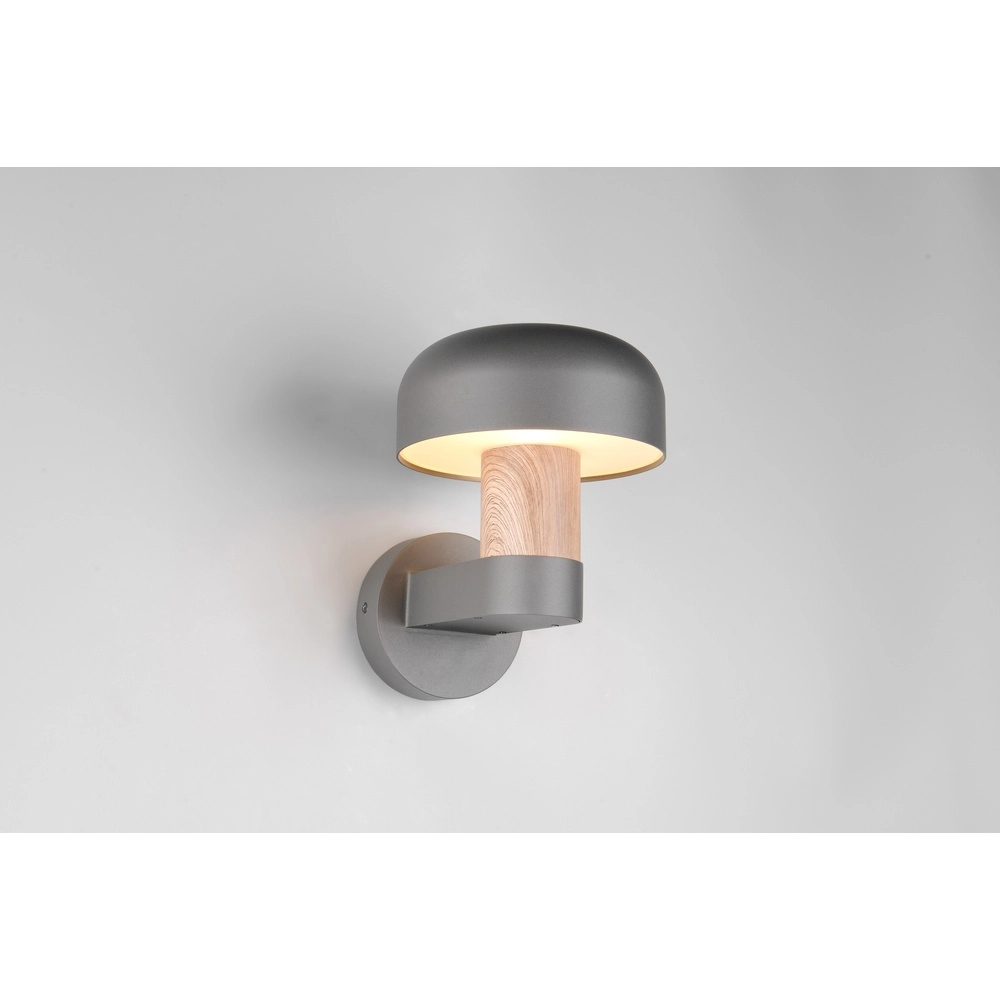 Wandlamp Fraser grijs met hout Trio 4017807648560