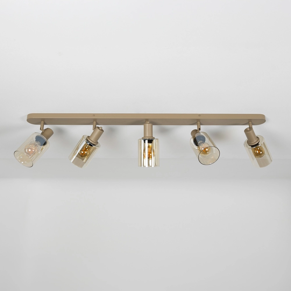 Plafondlamp recht Sepiora 5-lichts zand bruin Lyora 8716803515246