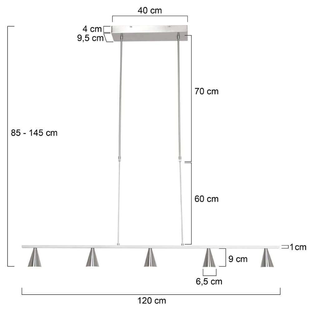 Design hanglamp Vortex 120cm - RVS Steinhauer 8712746135459