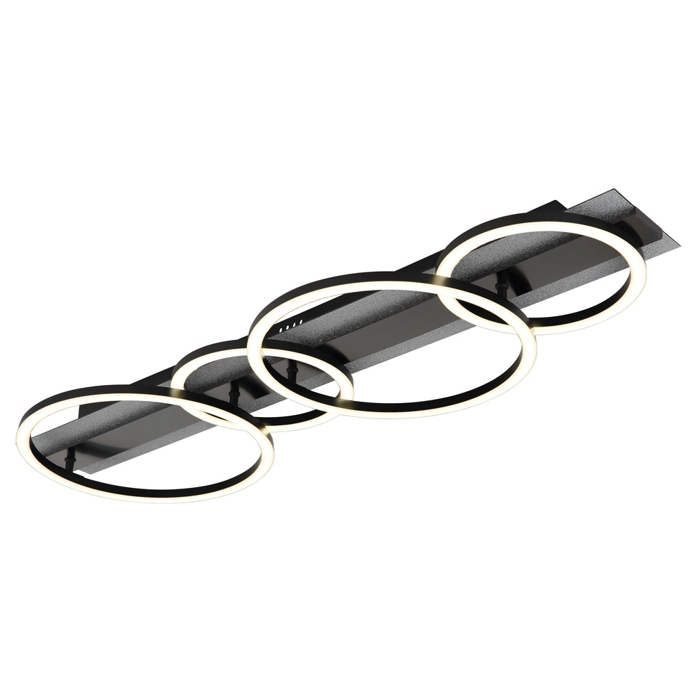 Zwarte plafondlamp Norberto 4 ringen Globo 9007371575831