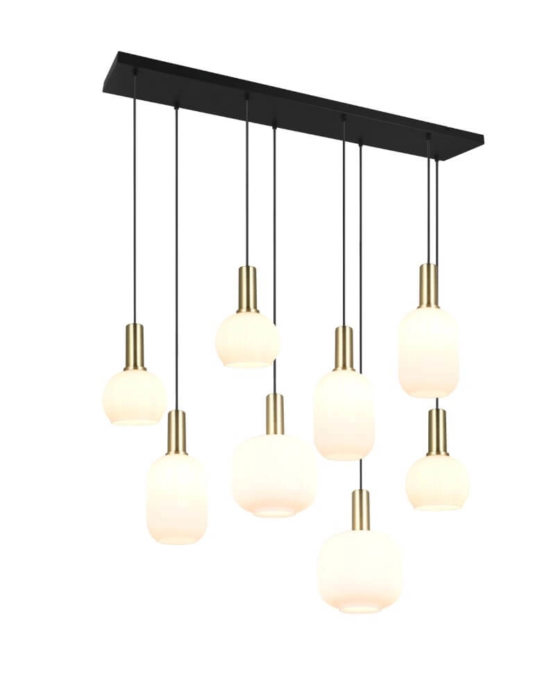 Eetkamer hanglamp Diva 8-lichts - wit glas Trio 4017807614527