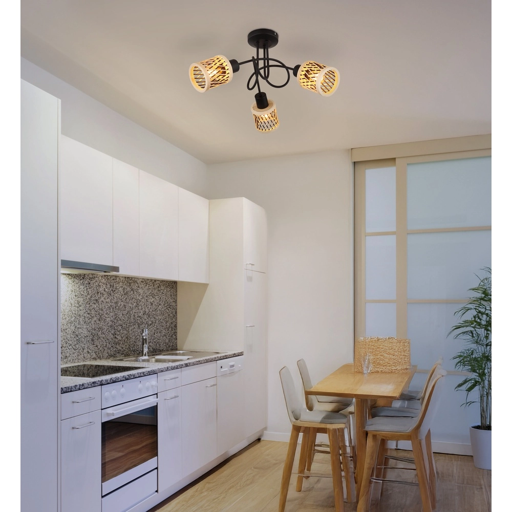 3-lichts plafondlamp Mali zwart Globo 9007371525720