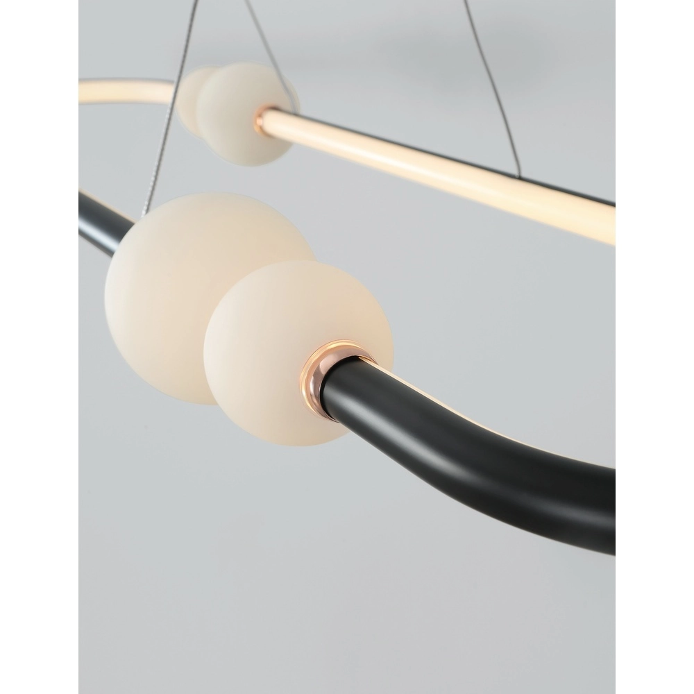 Hanglamp Celia zwart met wit ovaal Lyora 5212017429353
