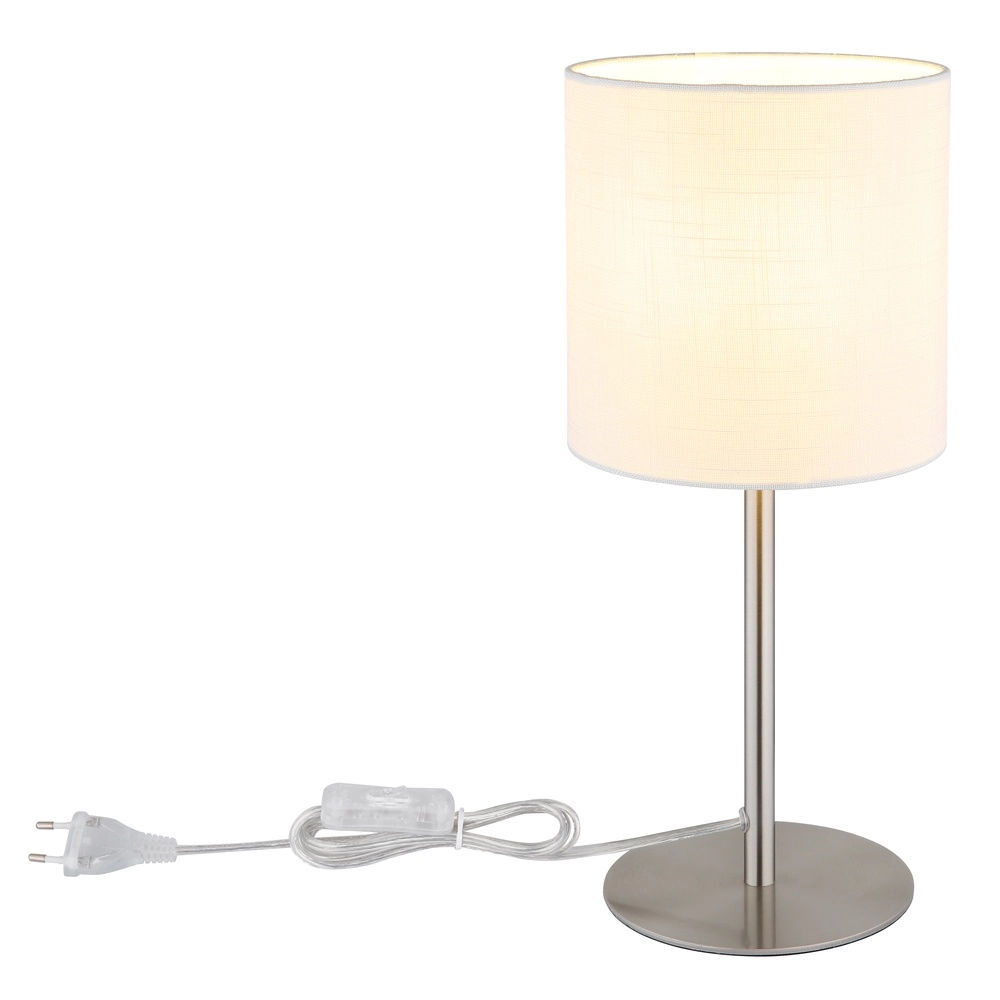 Tafellamp Benson nikkel met witte kap Globo 9007371566402