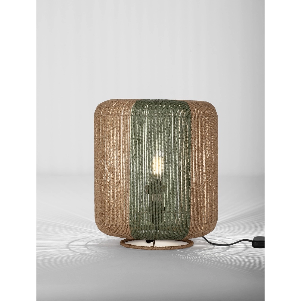 Tafellamp Dena Ø 33cm bruin met groen