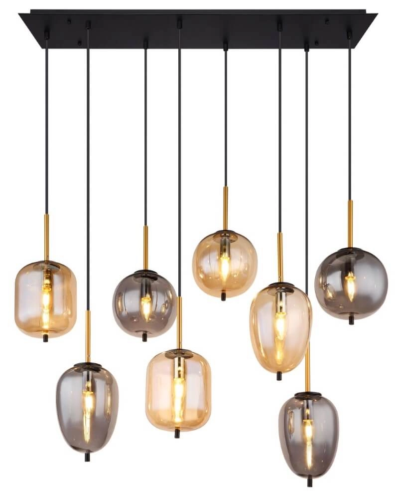 8-lichts hanglamp Blacky zwart Globo 9007371443703