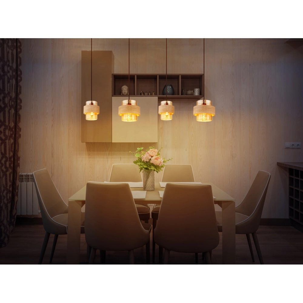 4-lichts hanglamp Daren zwart met marmer Globo 9007371592654