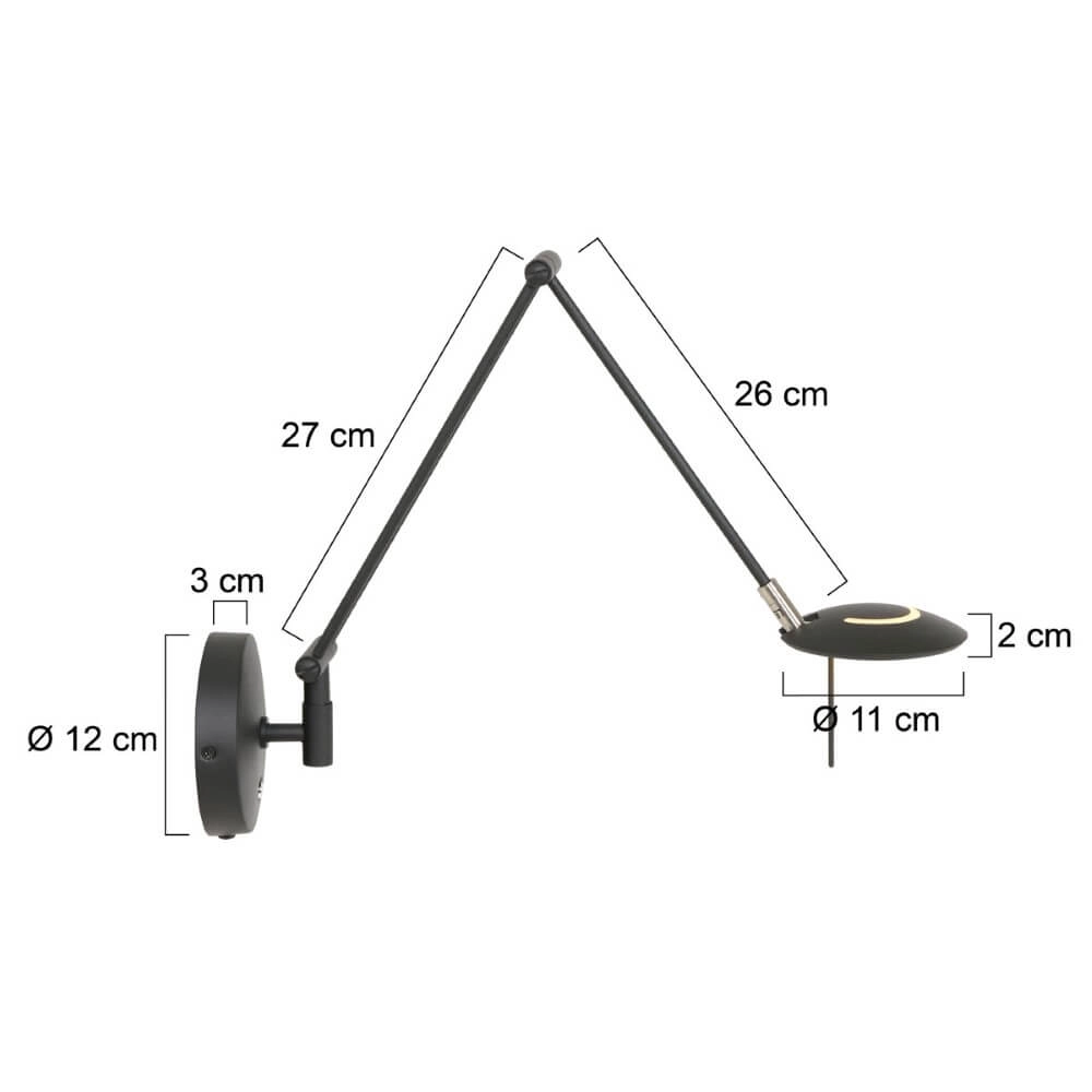 Zwarte leeslamp Zodiac LED voor aan de wand Steinhauer 8712746127331
