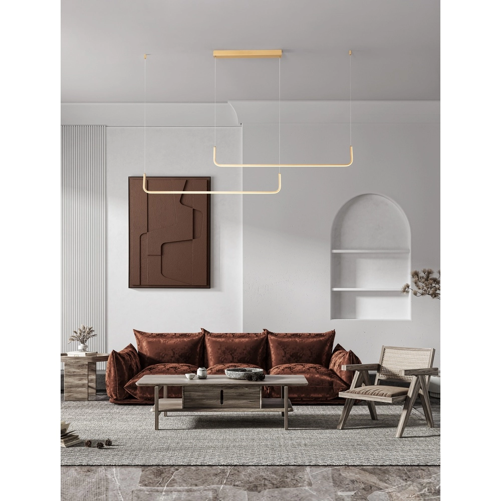 Strakke hanglamp Strita goud dubbel 3000K Lyora 5212017448408