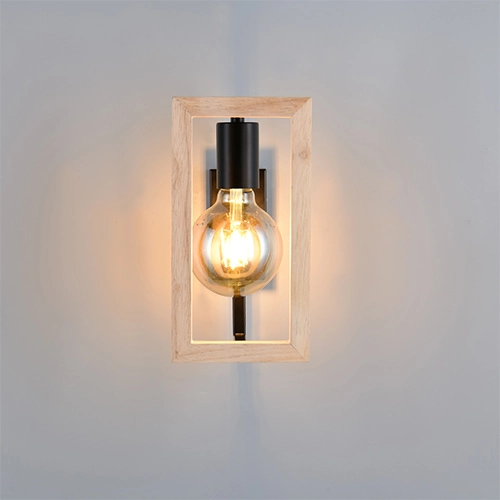 Design wandlamp Bano zwart met hout Trio 4017807670899