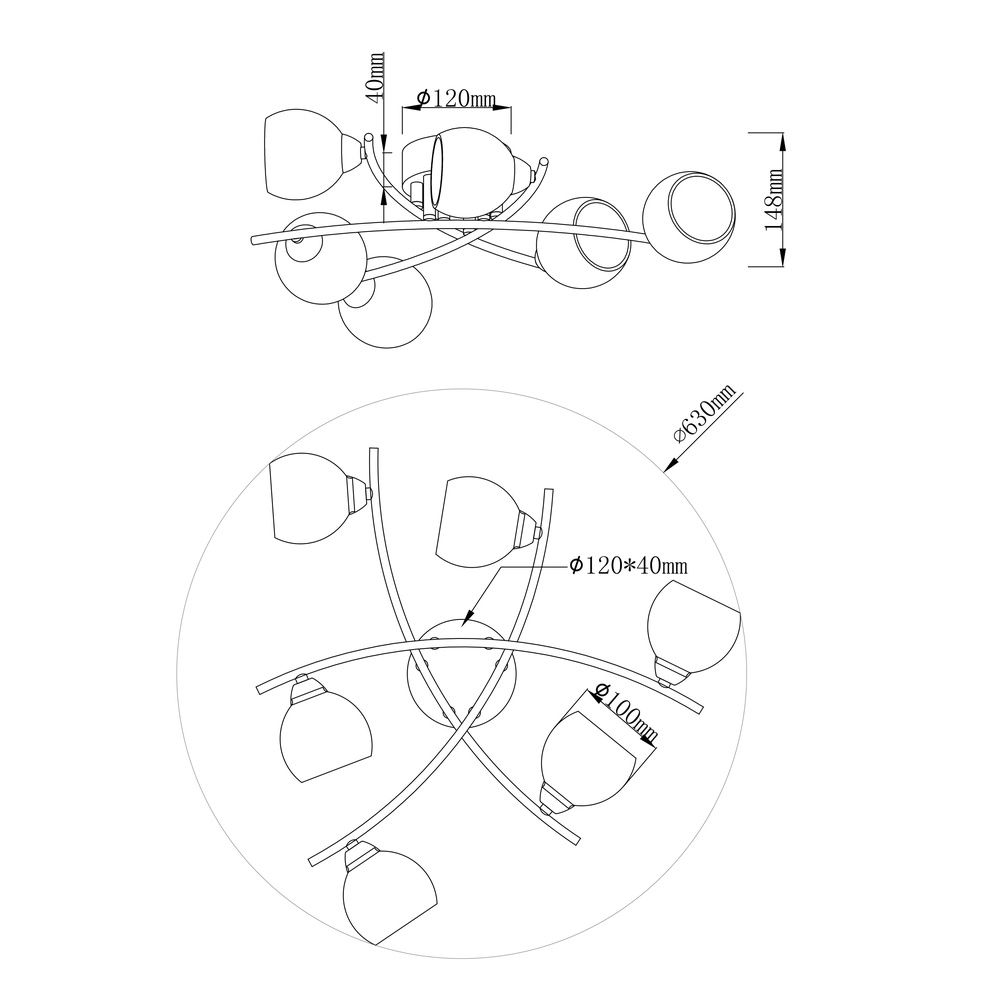 Plafondlamp Sarini zwart Globo 9007371377688