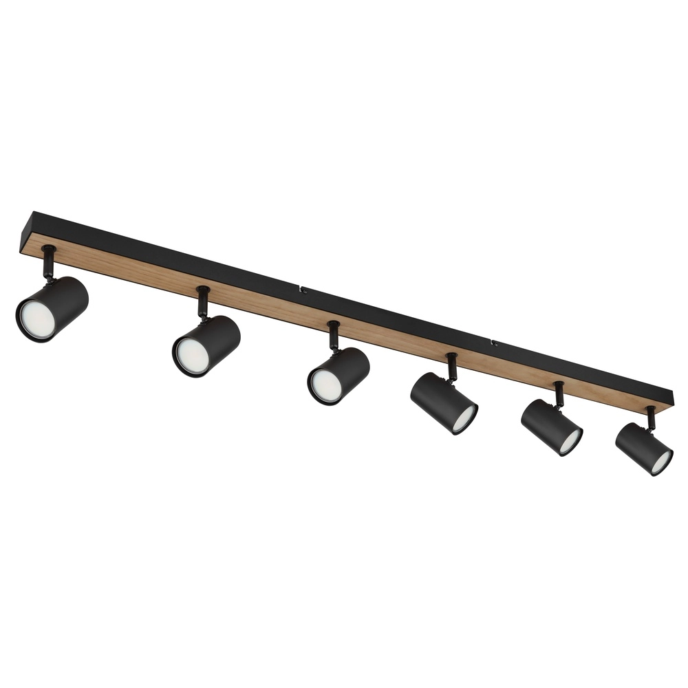 Plafondlamp 6-lichts Robby zwart met hout Globo 9007371432141