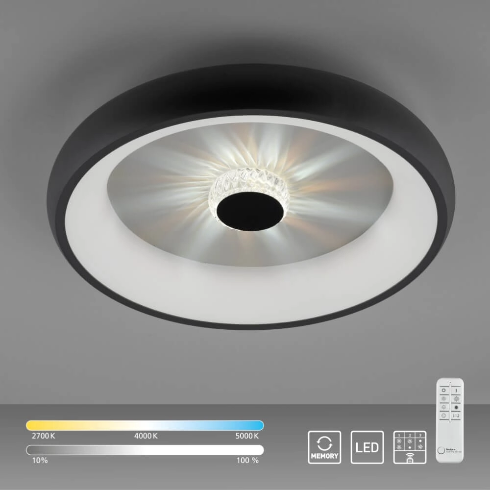 Ronde plafondlamp Vertigo zwart Ø 46,5cm Just Light 4043689994723