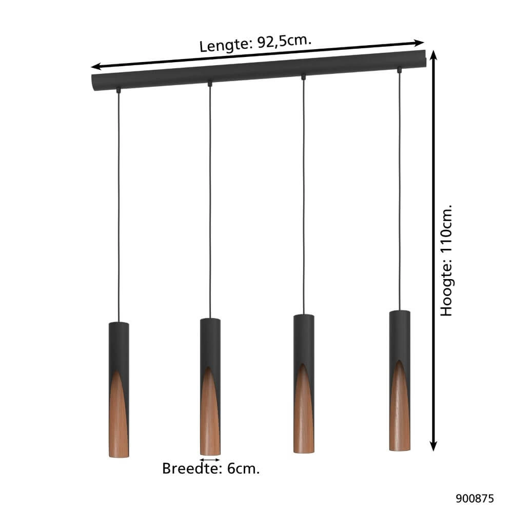 Cilinder hanglamp Barbotto 4-lichts Eglo 9008606327973