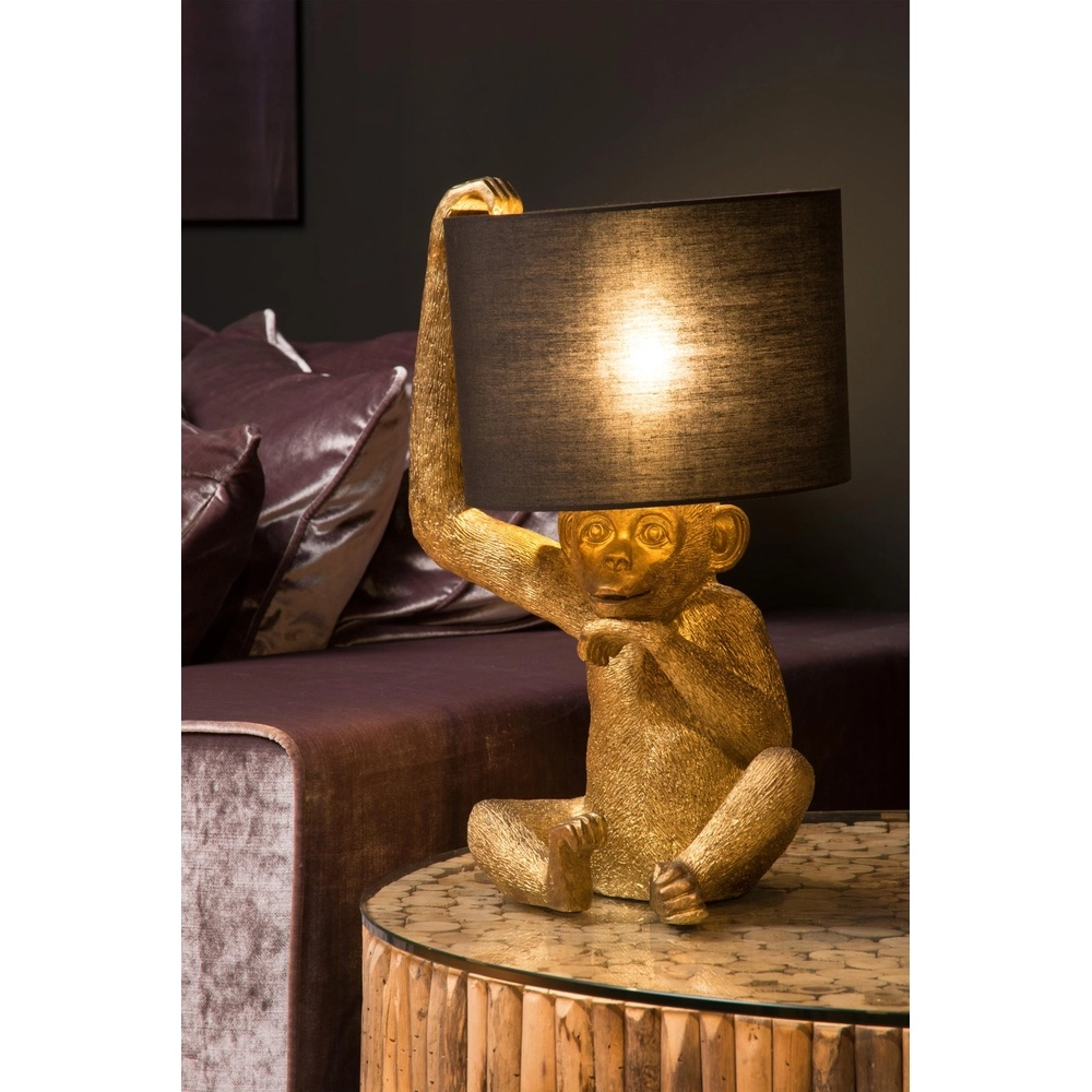 Tafellamp Extravaganza Chimp aapje zwart met goud Lucide 5411212105325