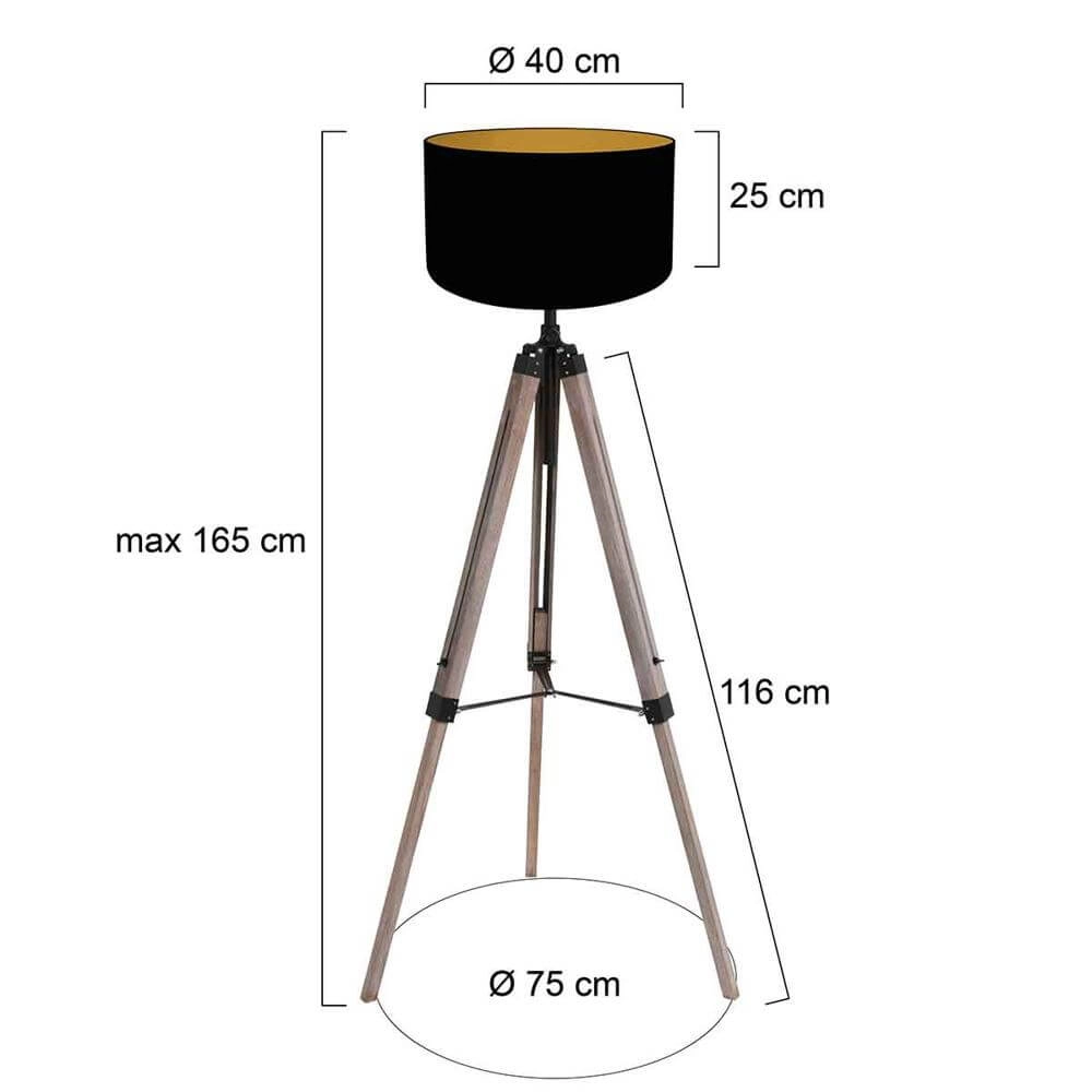 Tripod vloerlamp Triek met zwarte kap Steinhauer 8712746176179