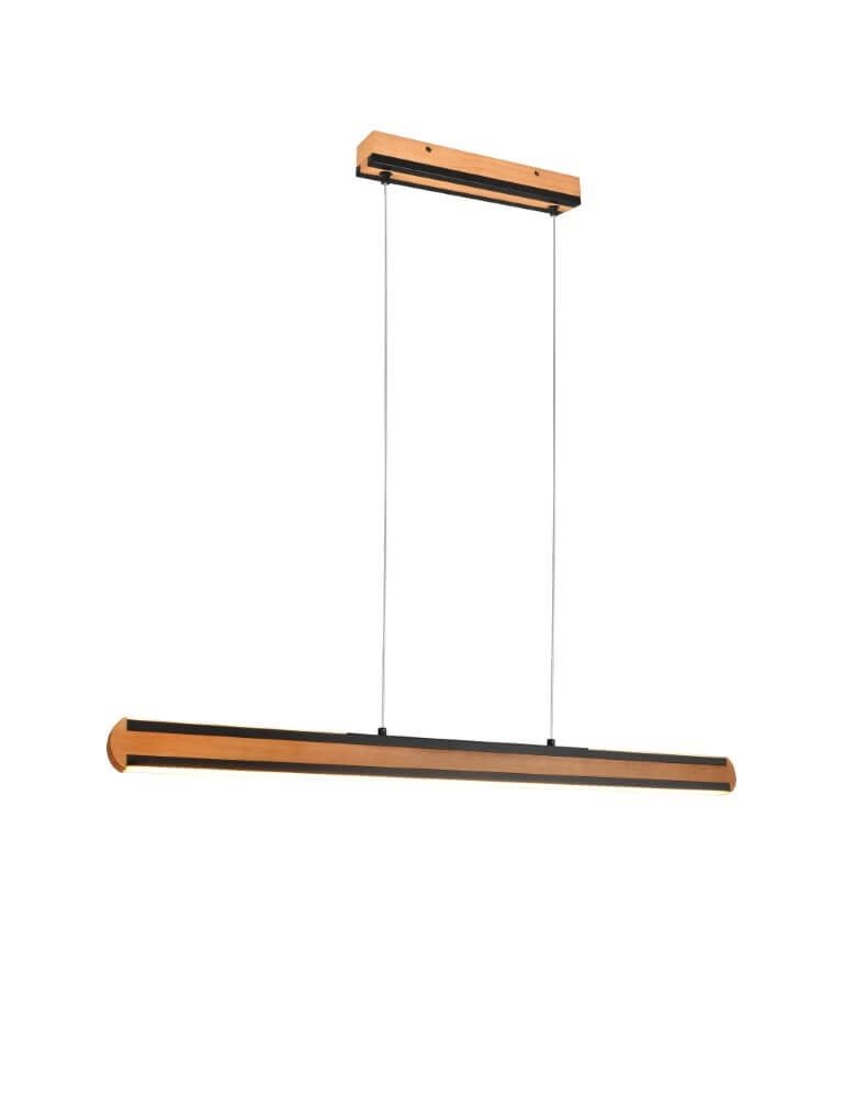 Hanglamp Deacon houtbruin met zwart Trio 4017807505474
