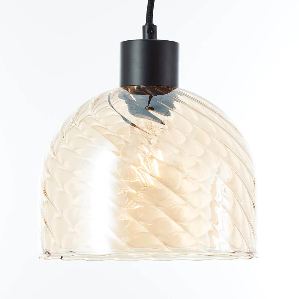 6-lichts hanglamp Casto zwart met amber glas Brilliant 4004353446887