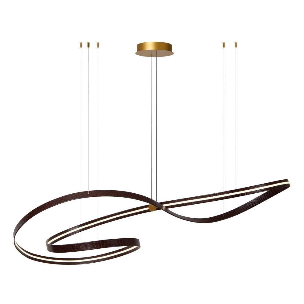 Moderne led hanglamp Slalom Koffie bruin met effect