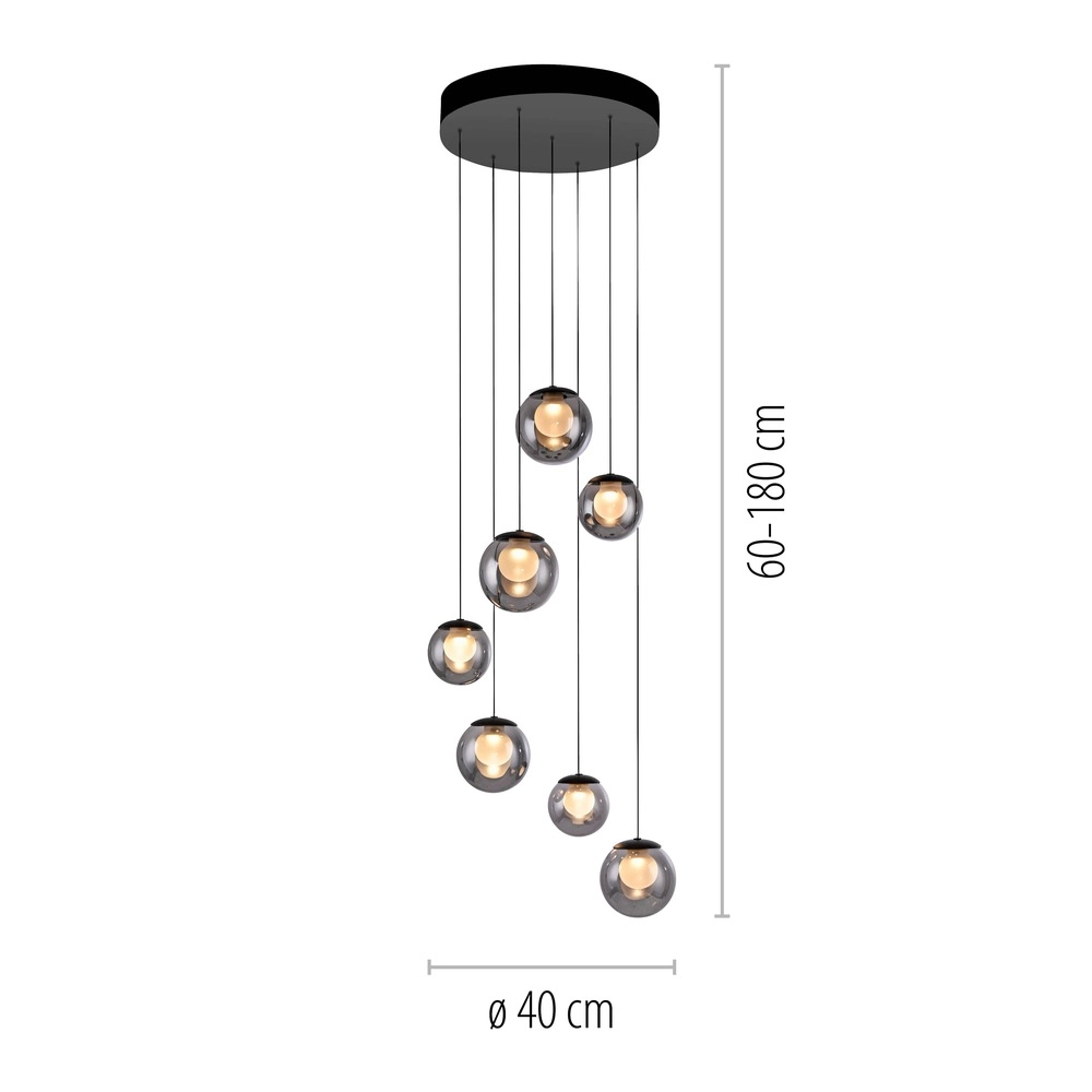 7-lichts hanglamp Pure Popup mystic grey Paul Neuhaus 4012248396674