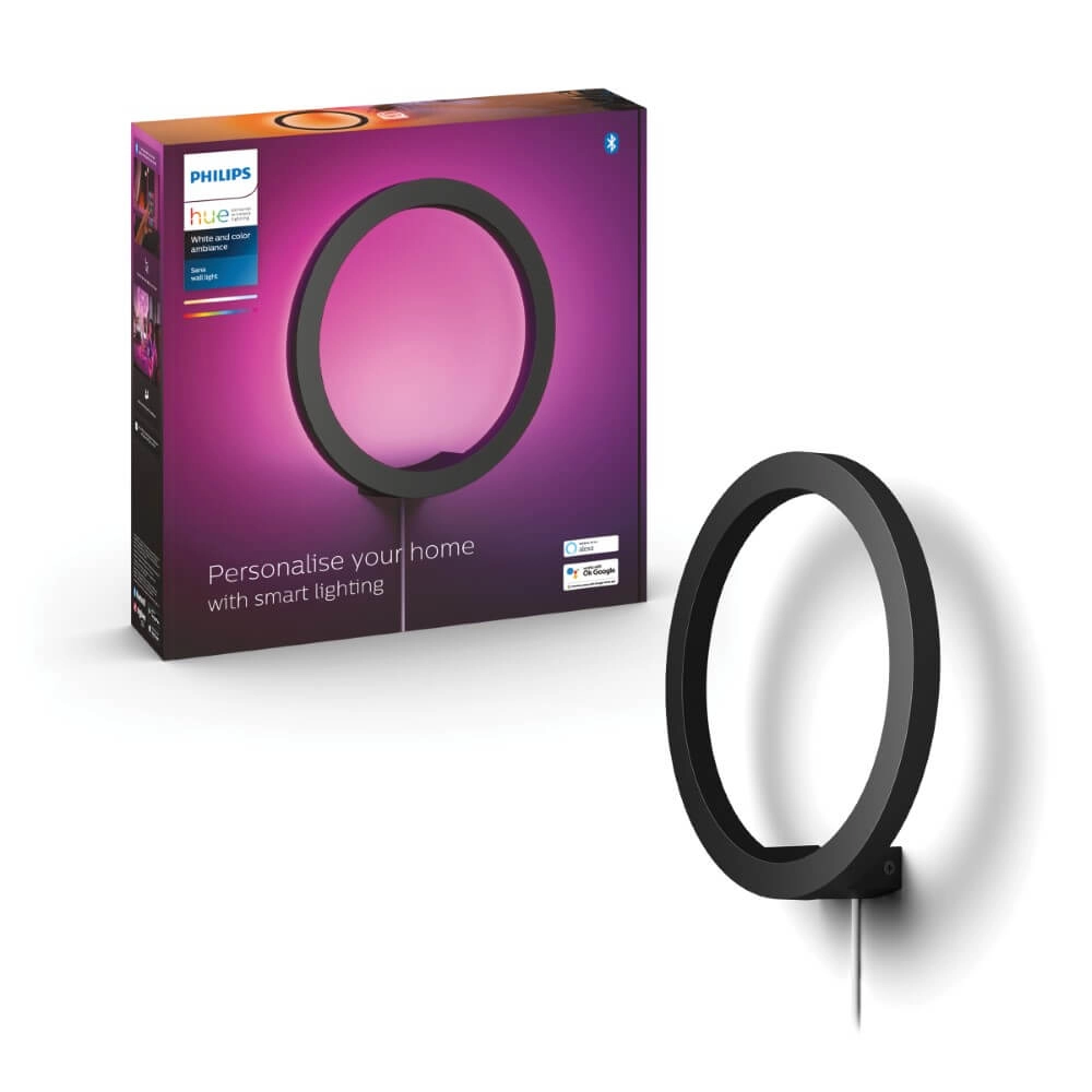 Wandlamp Cirle Hue Sana - White and Color zwart Philips 8719514343382