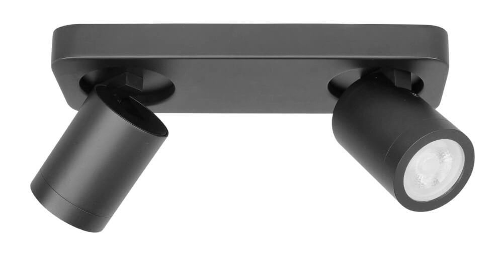 Dubbele IP44 opbouwspot Oliver mat zwart