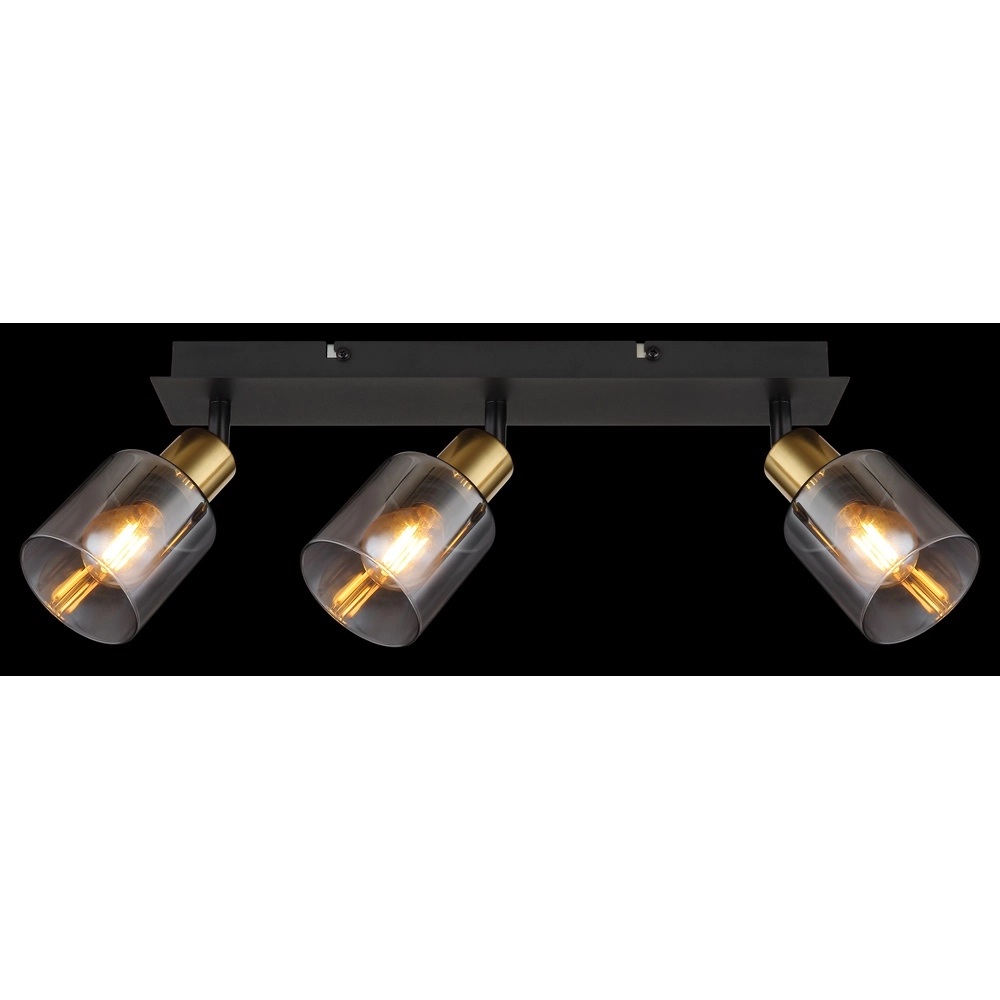 3-lichts plafondlamp Hollsy zwart met smoke glas Globo 9007371448852