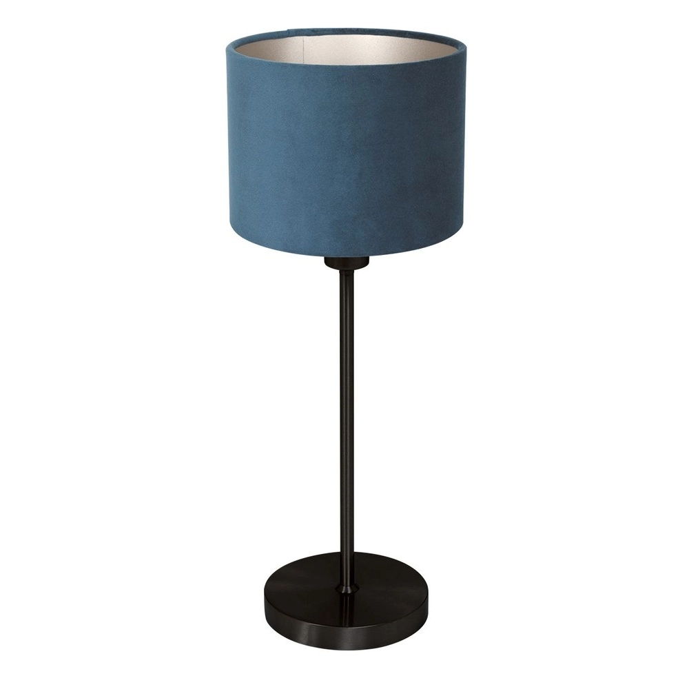 Zwarte tafellamp Noor met blauwe kap