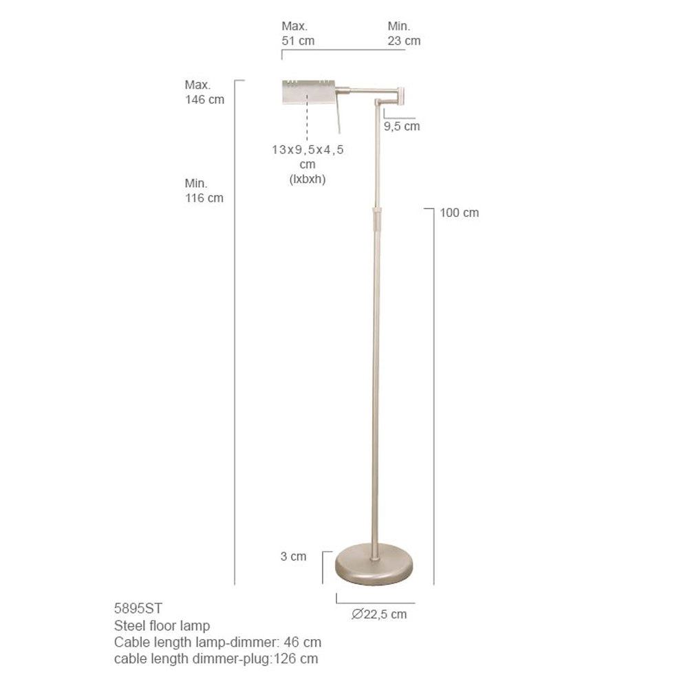 Led staanlamp Mexlite metaalgrijs Steinhauer 8712746048117