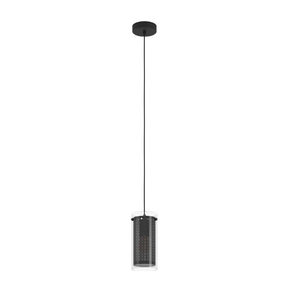 Hanglamp Pinto Textil 1 zwart met glas Eglo 9008606235681