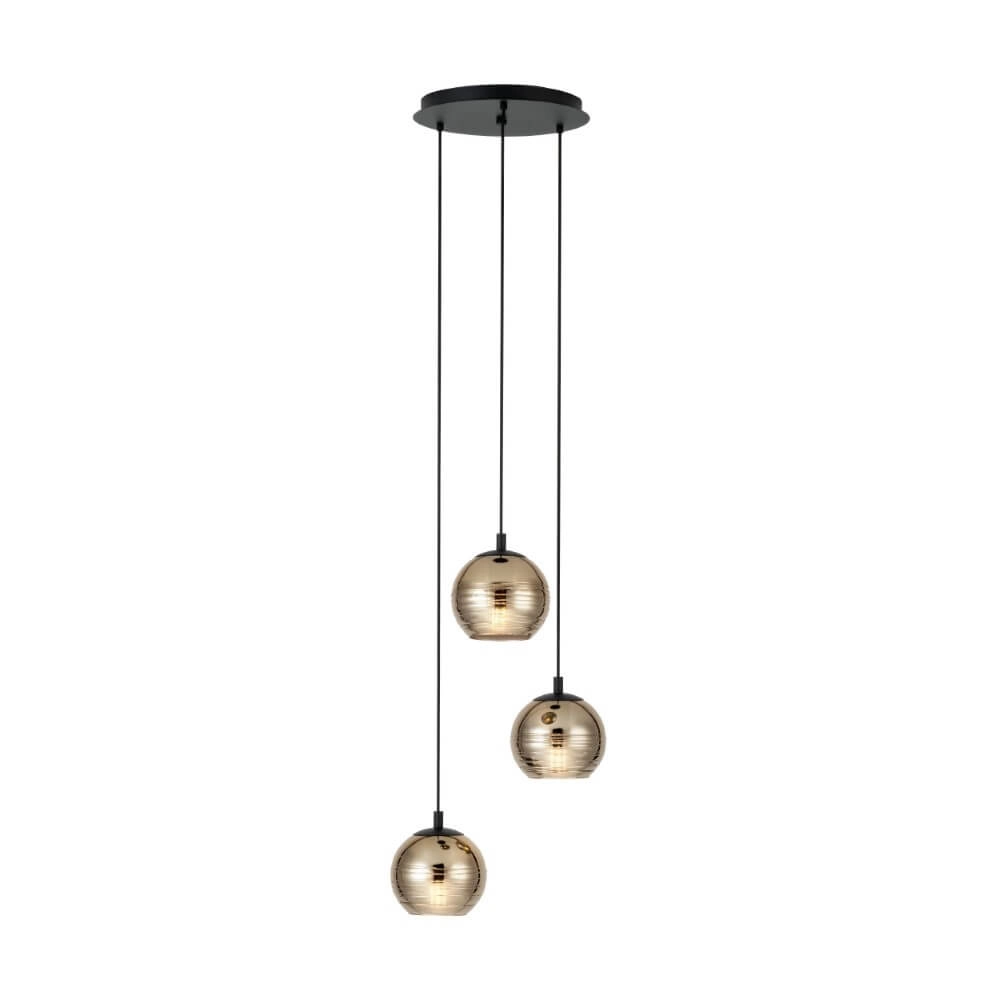3-lichts hanglamp Lemorieta zwart