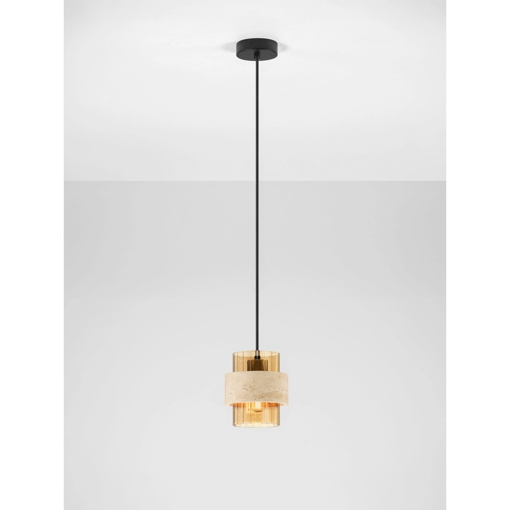 Moderne hanglamp Melony amber glas met zand bruin Lyora 5212063501249