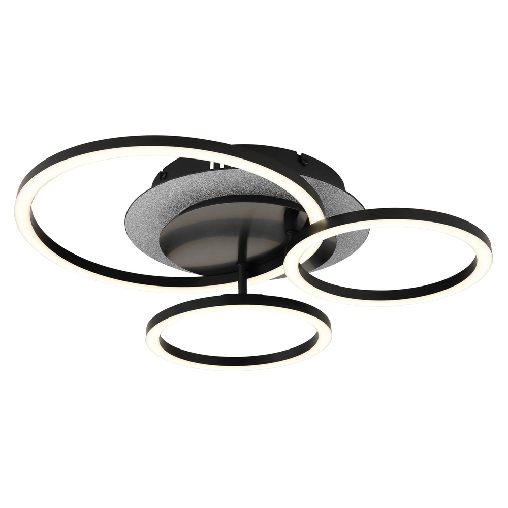 Zwarte plafondlamp Norberto 3 ringen Globo 9007371572830