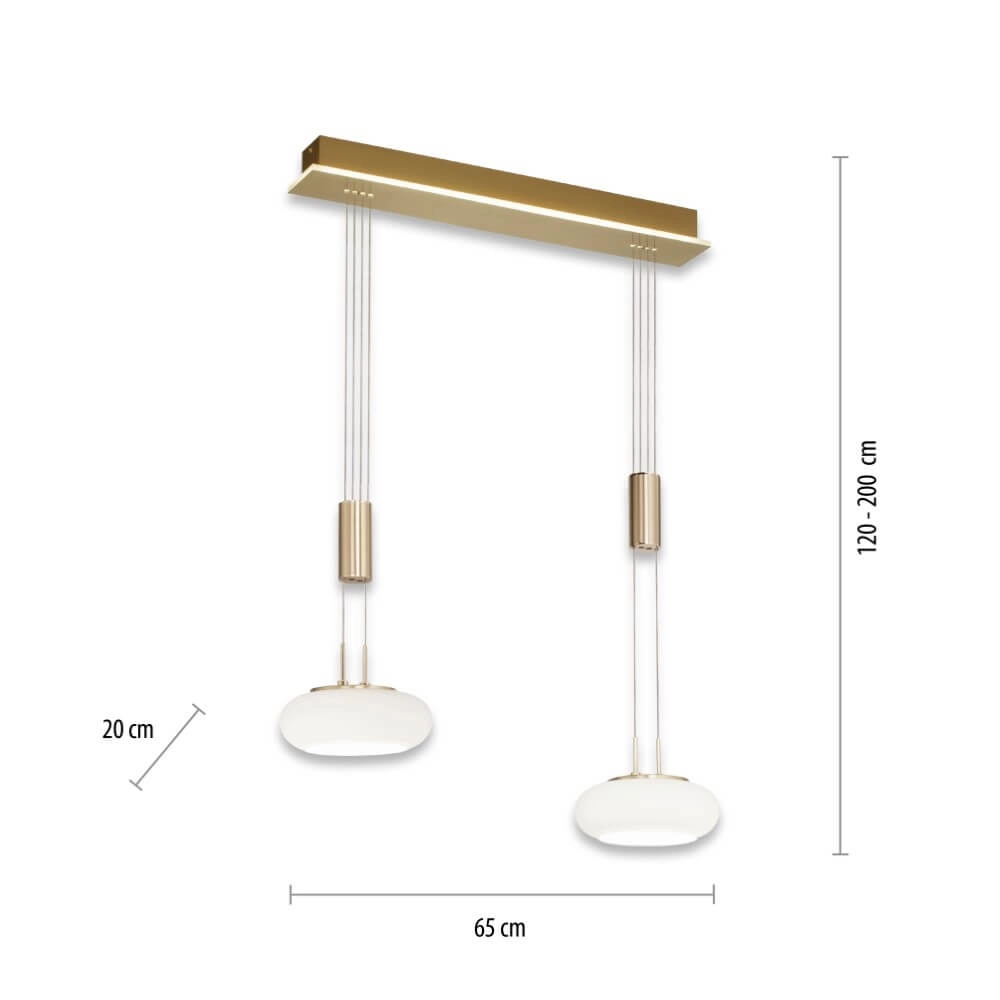 2-lichts hanglamp Q-Etienne messing Paul Neuhaus 4012248350416