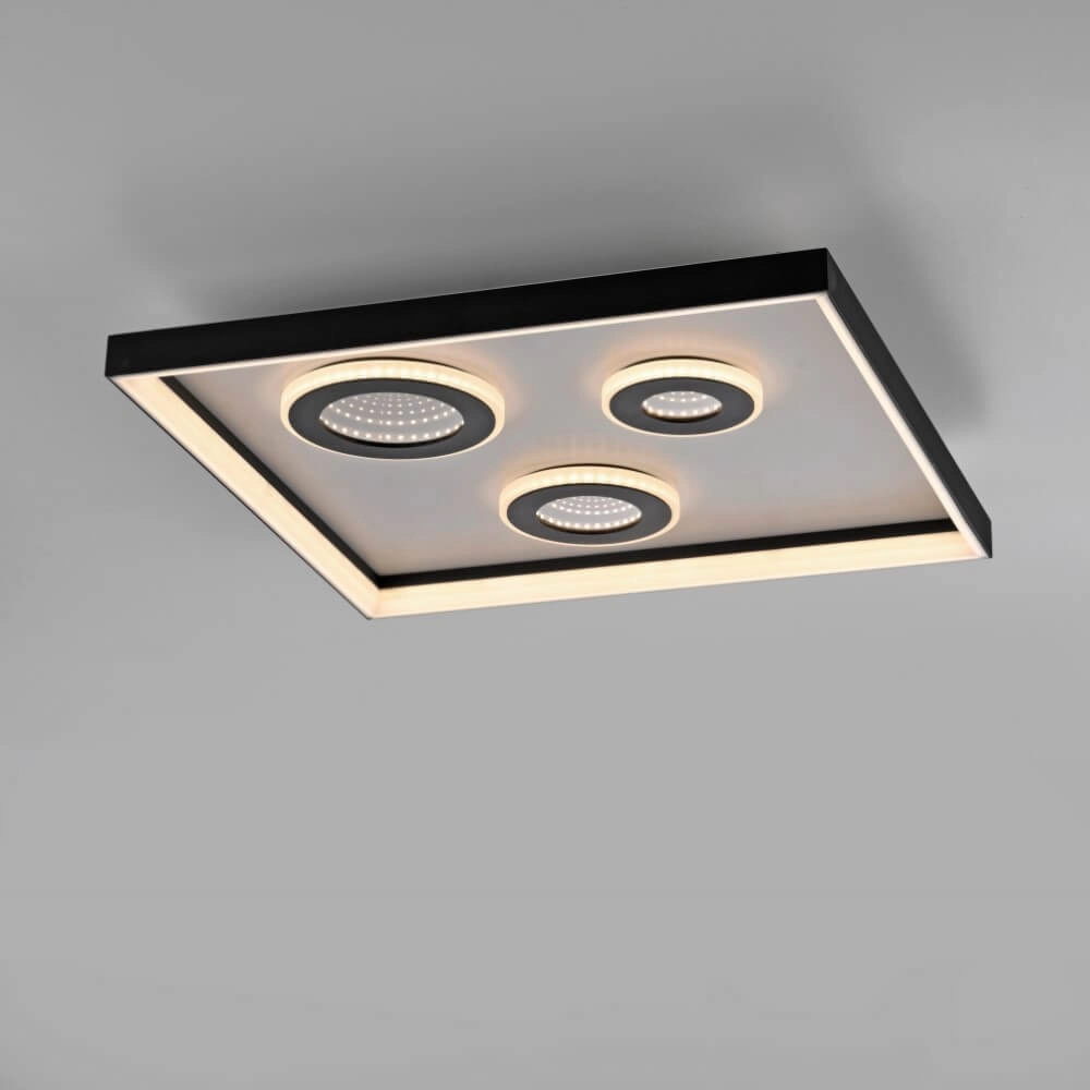 Vierkante plafondlamp Dune zwart Paul Neuhaus 4012248384916