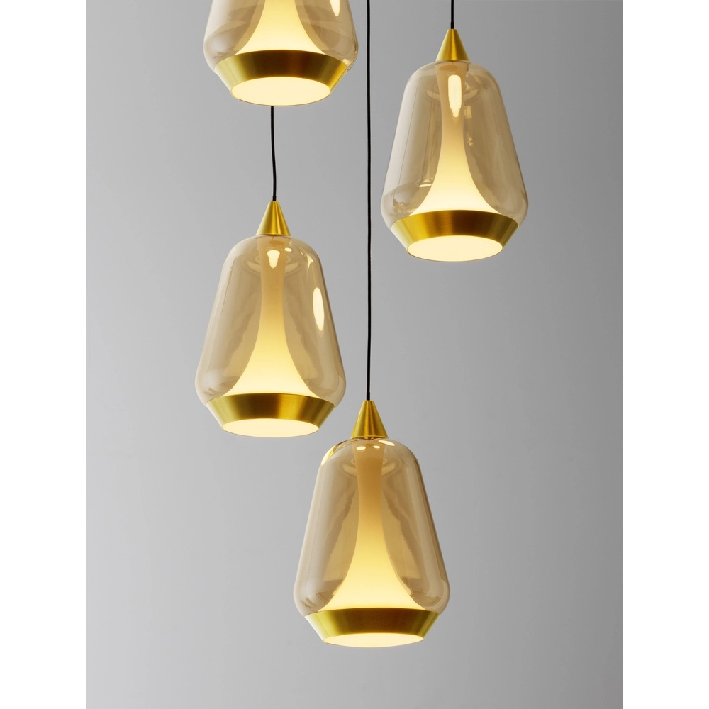 Design hanglamp Alish 5-lichts amber glas Lyora 5212017477736