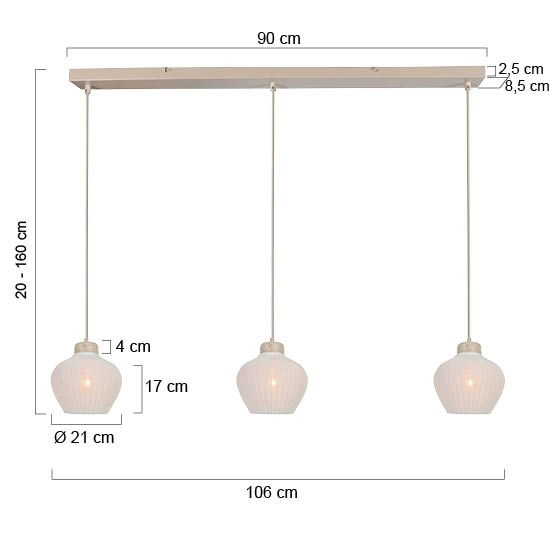 3-lichts hanglamp Travino zandbruin Steinhauer 8712746184372