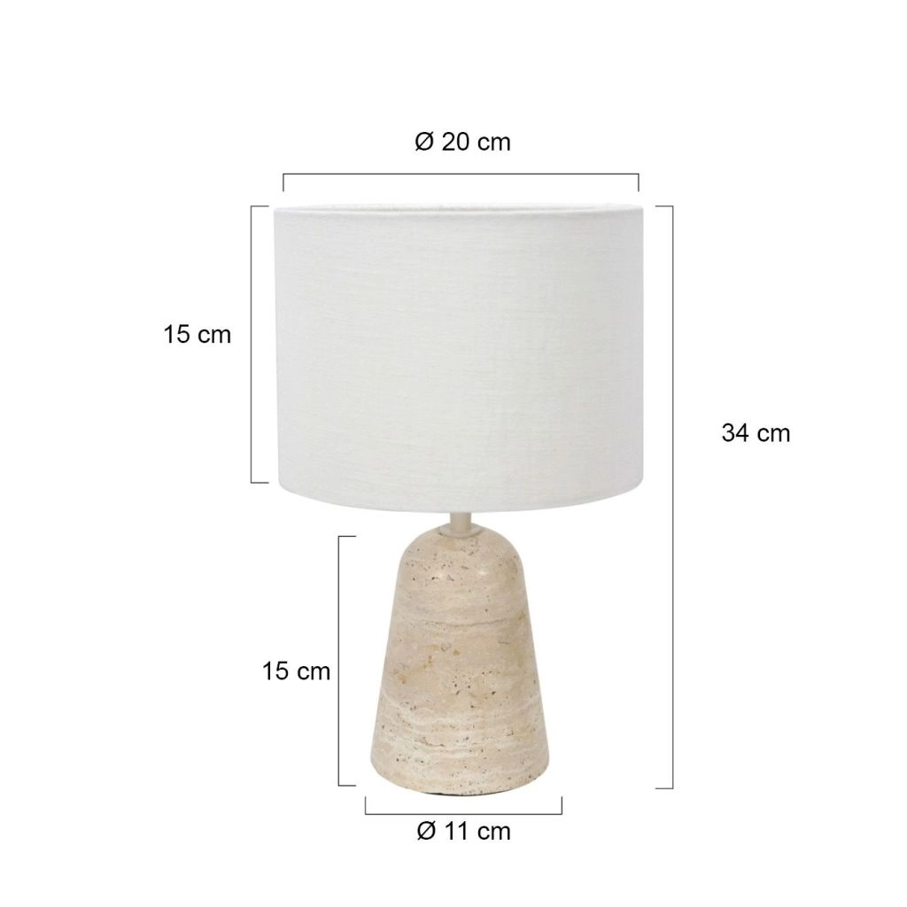 Tafellamp steen Travino met witte kap Ø20cm Steinhauer 8712746183528