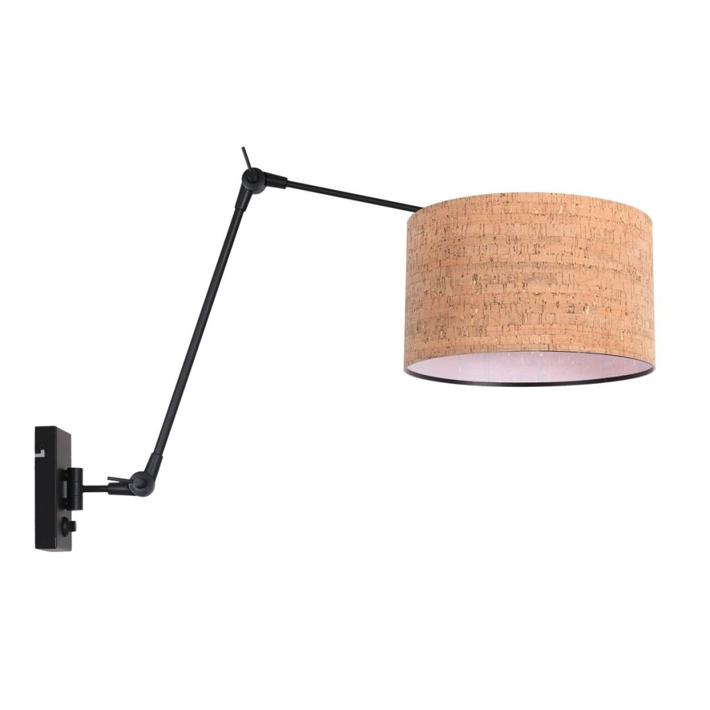 Zwarte wandlamp Prestige Chic met kurk kap Ø30cm