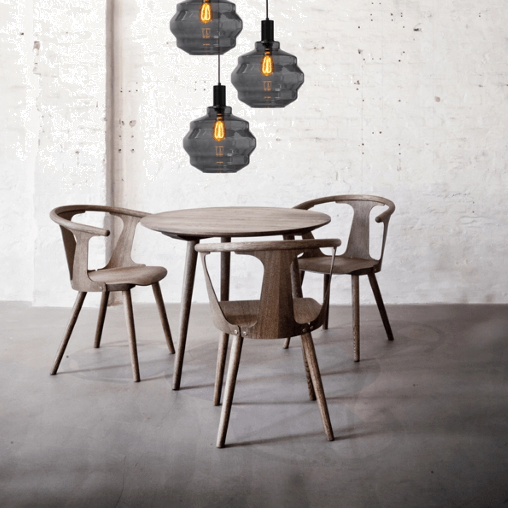 3-lichts vide hanglamp - zwart - Porto met Ball smoke glazen - Ø 30cm Masterlight 8718121270746