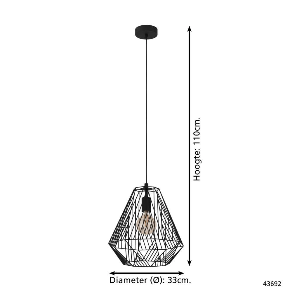 Zwarte draadlamp Stype Ø 33cm Eglo 9002759436926