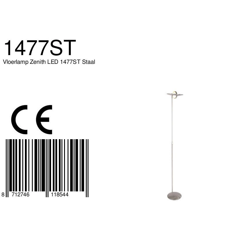 Design vloerlamp Zenith Led metaal grijs Steinhauer 8712746118544