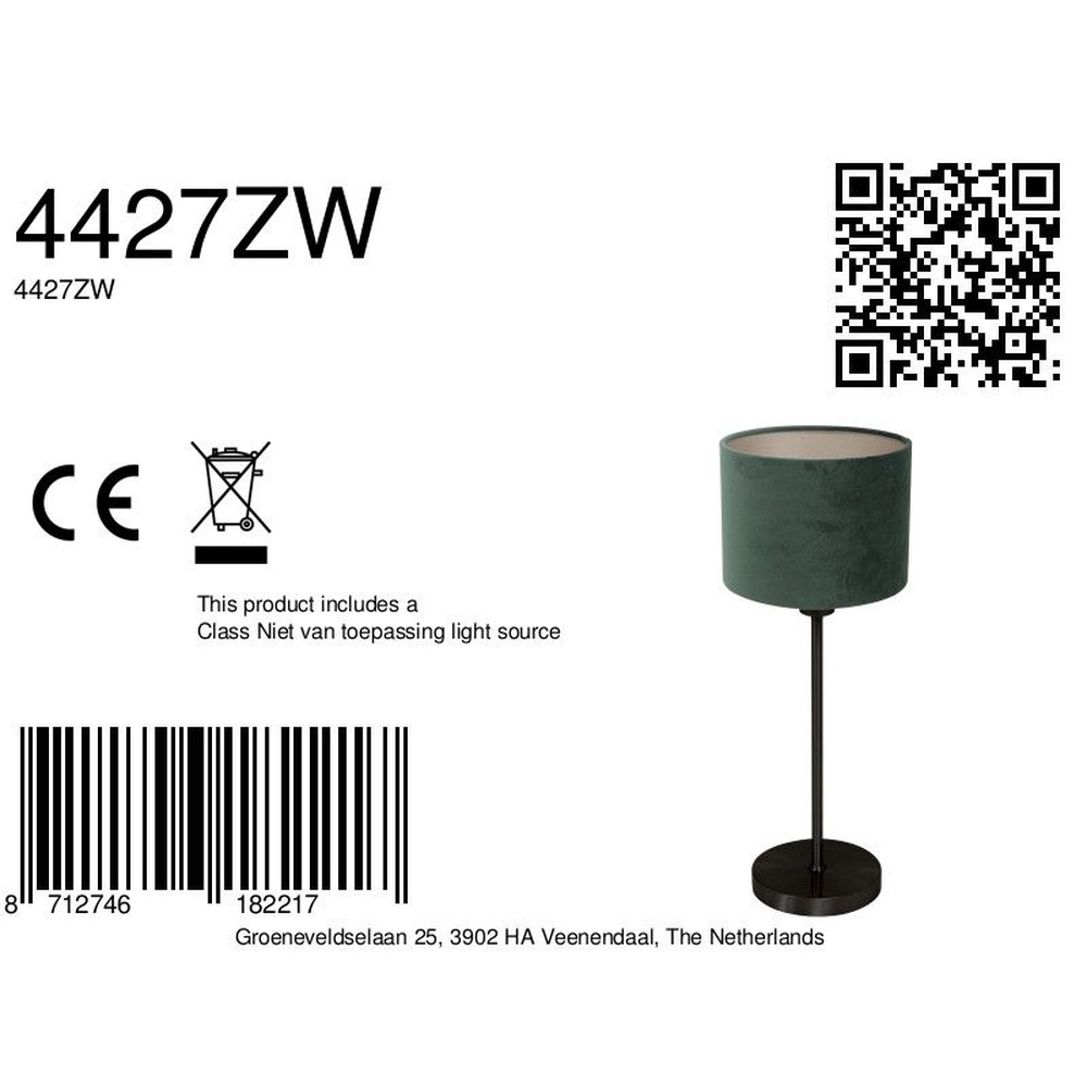 Zwarte tafellamp Noor met groene kap Steinhauer 8712746182217