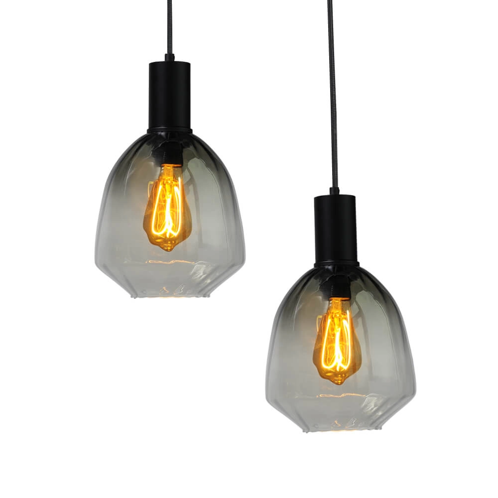 6-lichts hanglamp - zwart - Porto met Nicolette green glazen Masterlight 8718121270654