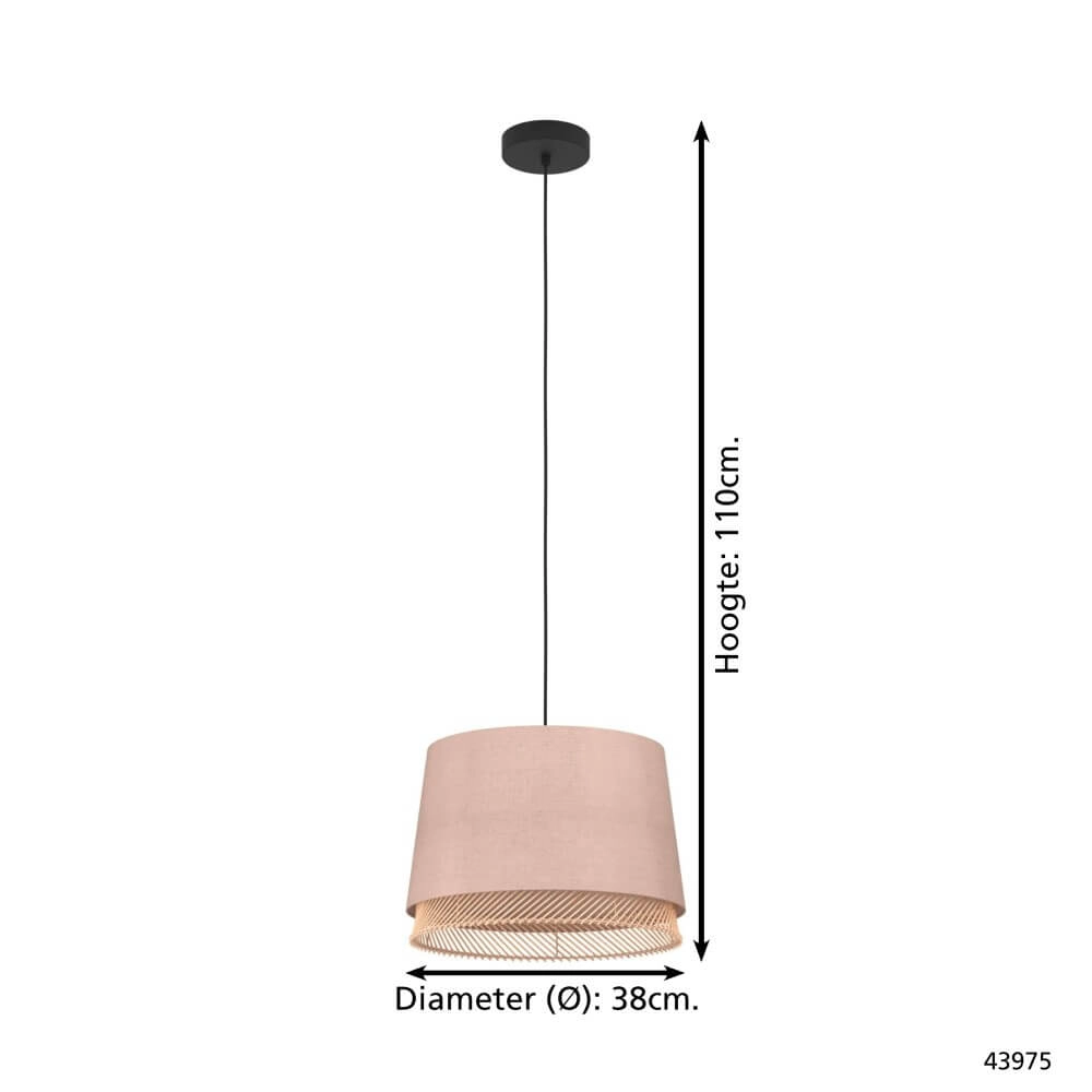 Hanglamp Tabley Ø 38cm - linnen met rotan Eglo 9002759439750