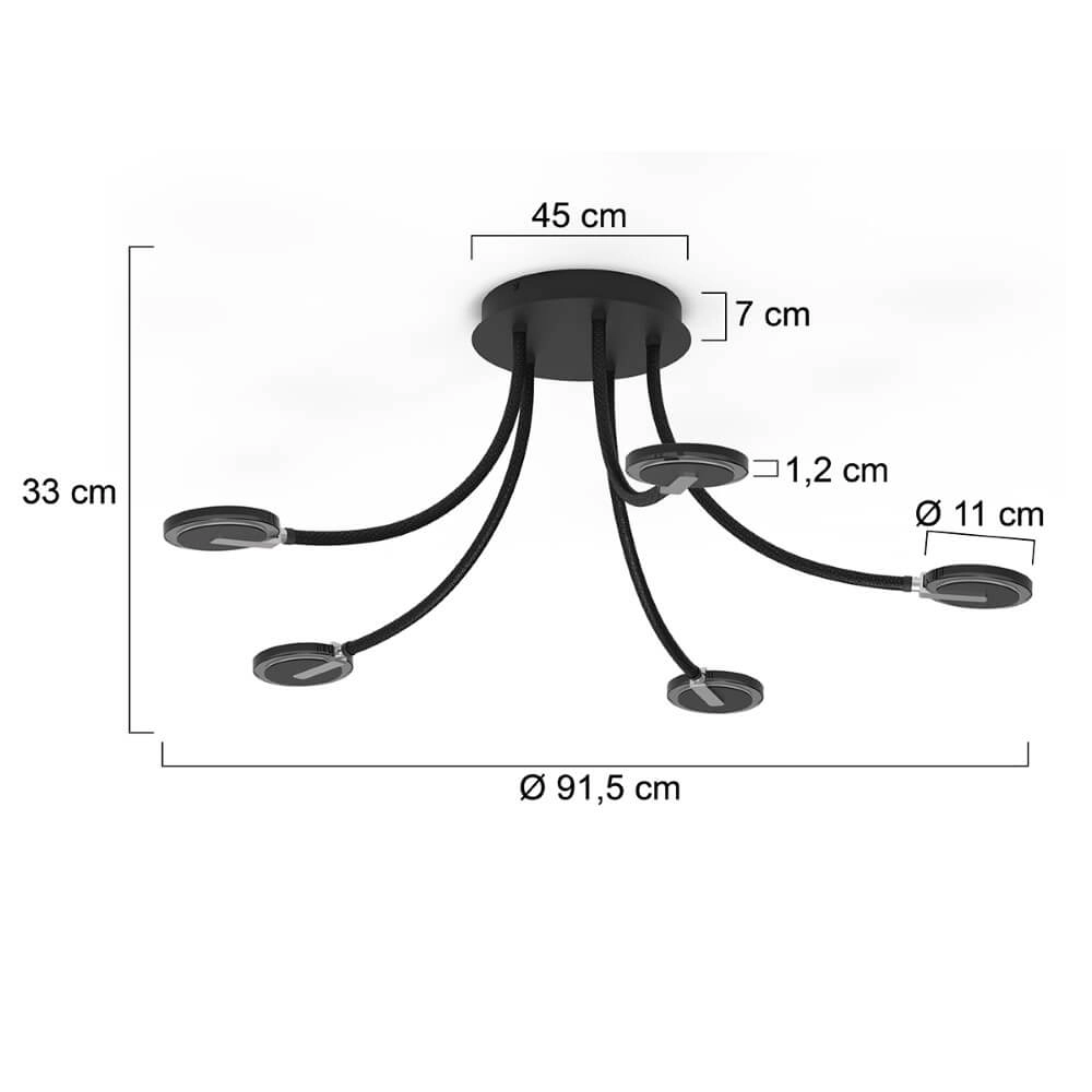 5-lichts plafondlamp Turound met led Steinhauer 8712746153224