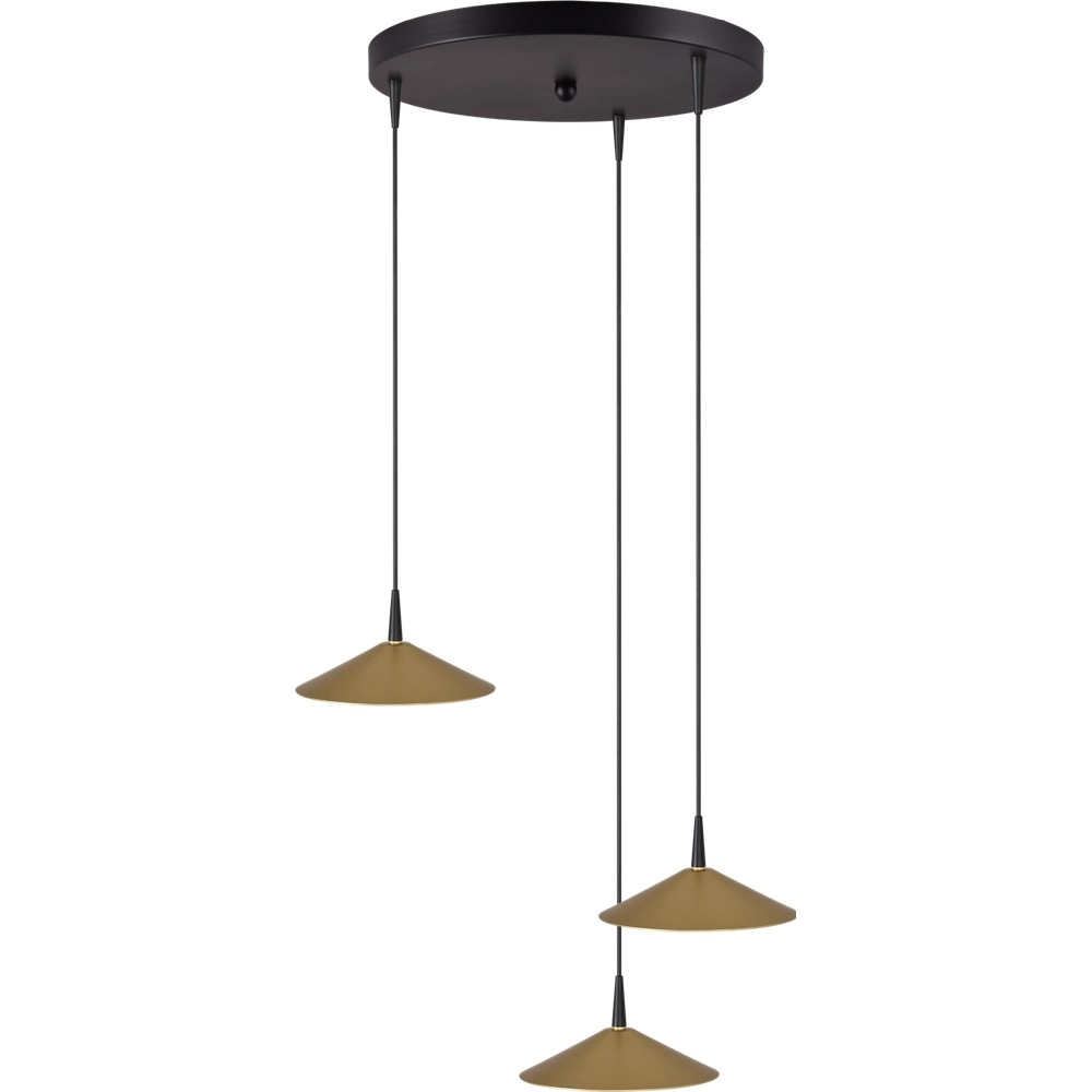 3-lichts hanglamp Ceppo zwart met goud Ø 18cm rond
