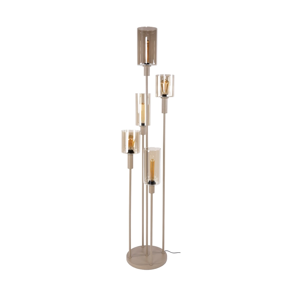 Design vloerlamp Sepiora 5-lichts zand bruin Lyora 8716803515338