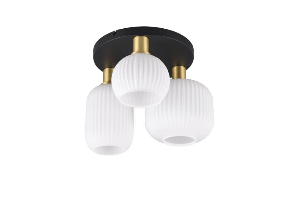 Trendy plafondlamp Diva met wit glas Trio 4017807614541