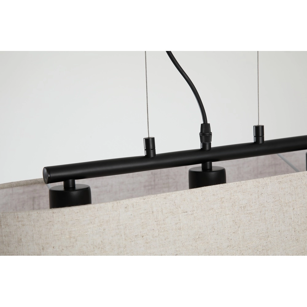 Hanglamp Hessian zwart met linnen kap Searchlight 5053423297316